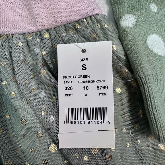 Hello Kitty Green Pink Long Sleeve Babydoll Dress - Picture 2 of 6